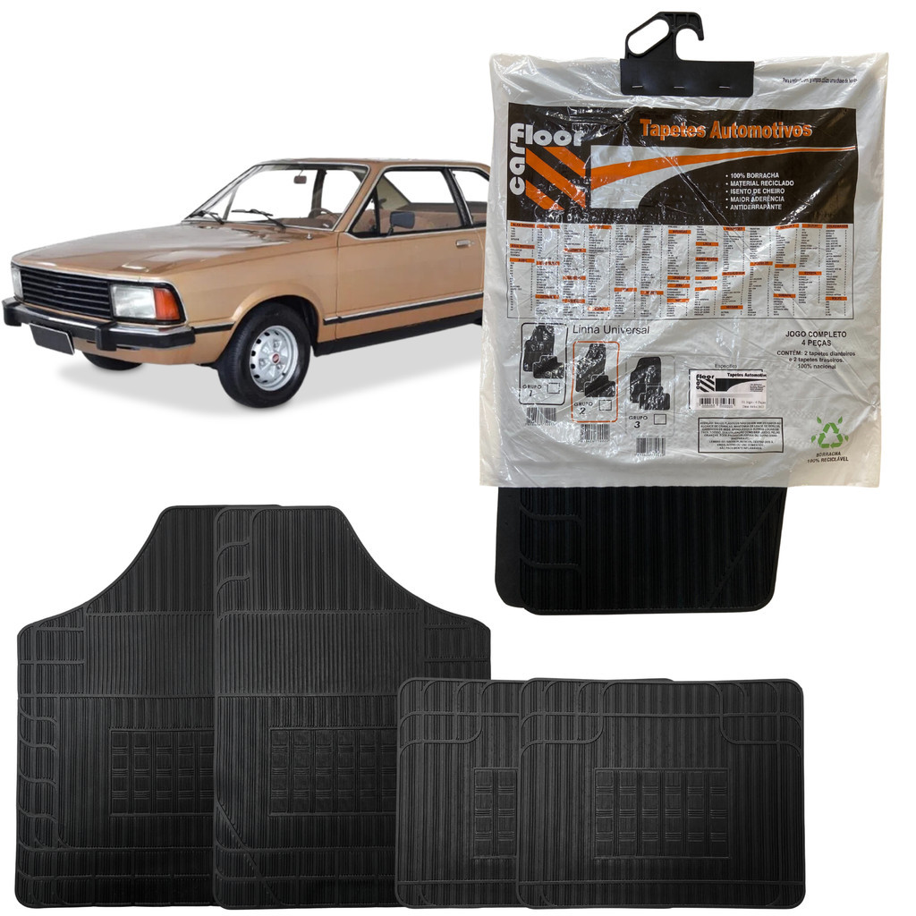 Jogo 4 Peças Tapete Carro Borracha Car Floor Ford Corcel 2