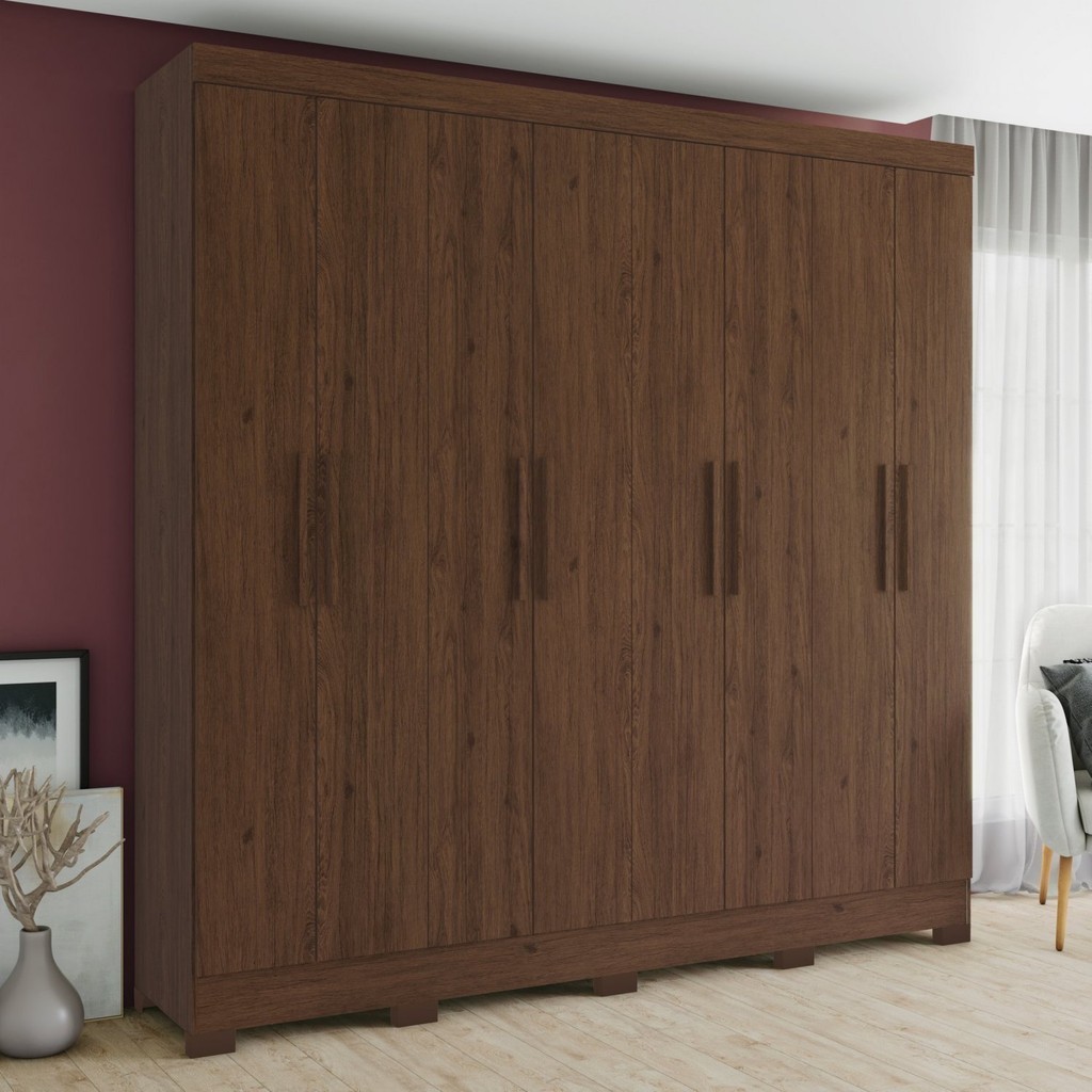 Guarda-Roupa Casal 8 Portas 4 Gavetas Devon Henn Castanho HP - Home & Living
