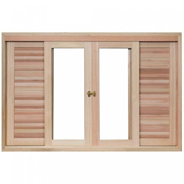 Janela de Madeira Veneziana de Correr 120x200cm com Caixilho 14cm Ewk 362 Rondosul 120cm x 200cm