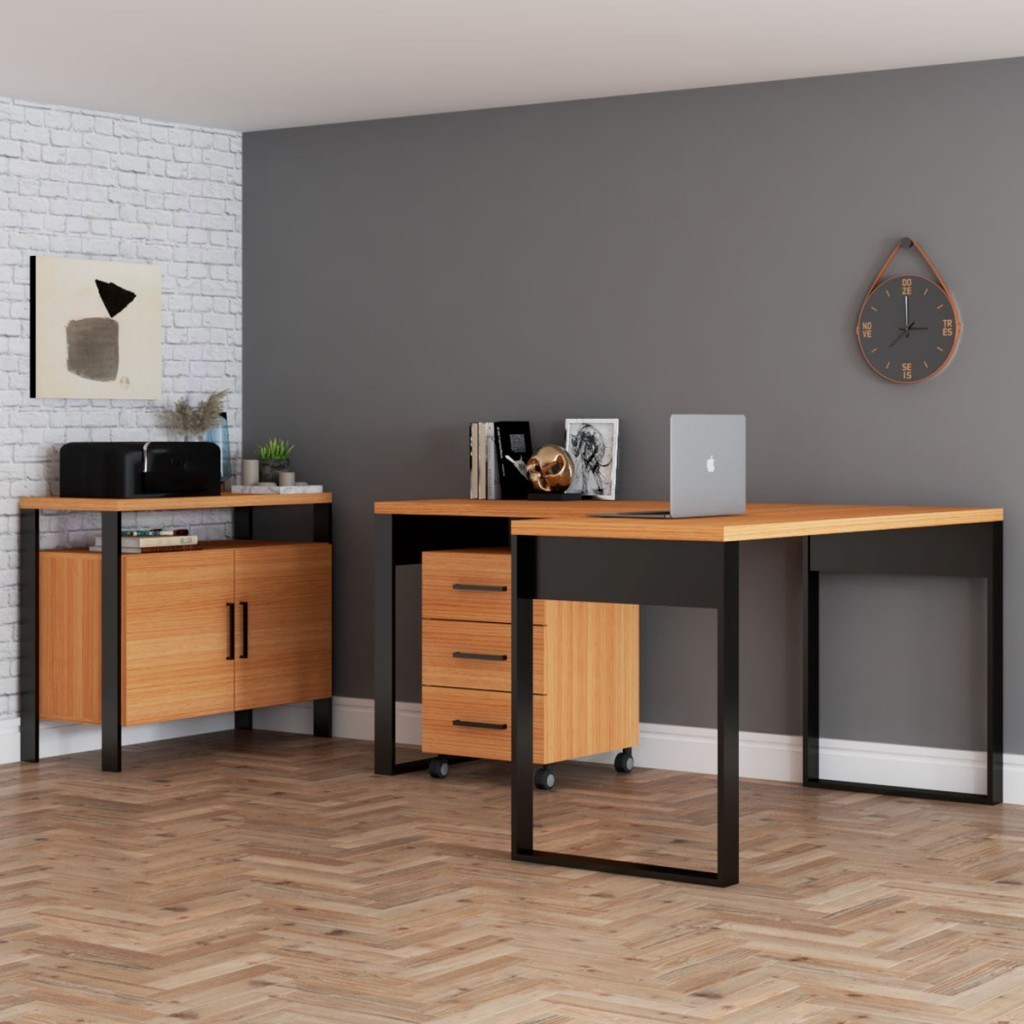 Conjunto Home Office 3 Peças 100% Mdf Pratice - Pradel em Oferta na Shopee