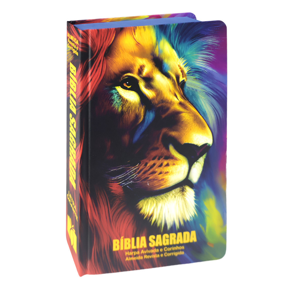 Bíblia Sagrada Leão Tinta Óleo | ARC | Letra Grande | Capa Dura | Harpa Avivada e Corinhos em Oferta na Shopee