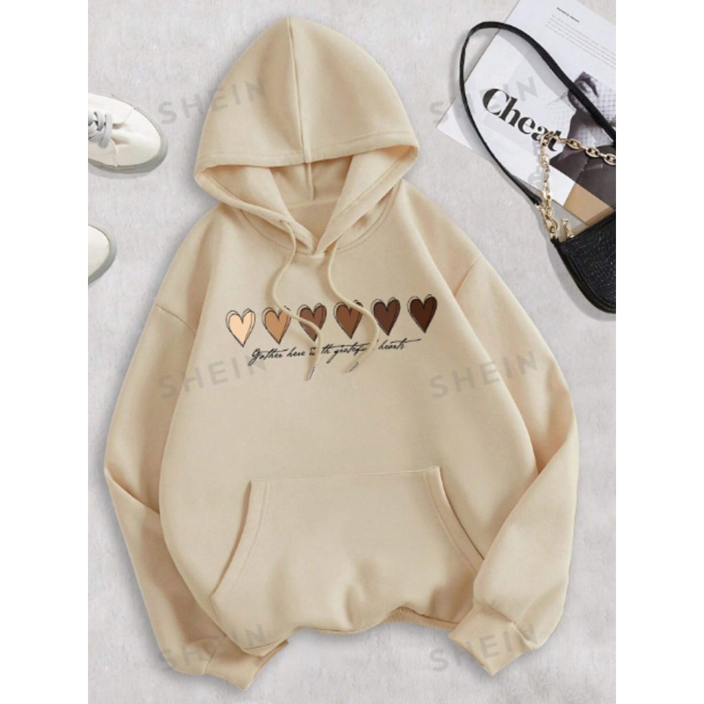 Moletom Canguru Feminino tumblr Blusa De Frio coração Streetwear Casaco Premium