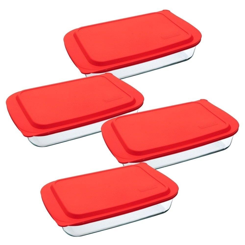 Conjunto de Assadeiras Marinex Lasanheira Retangular 5 Litros Funda com Tampa Plástica 4 Peças - Home & Living