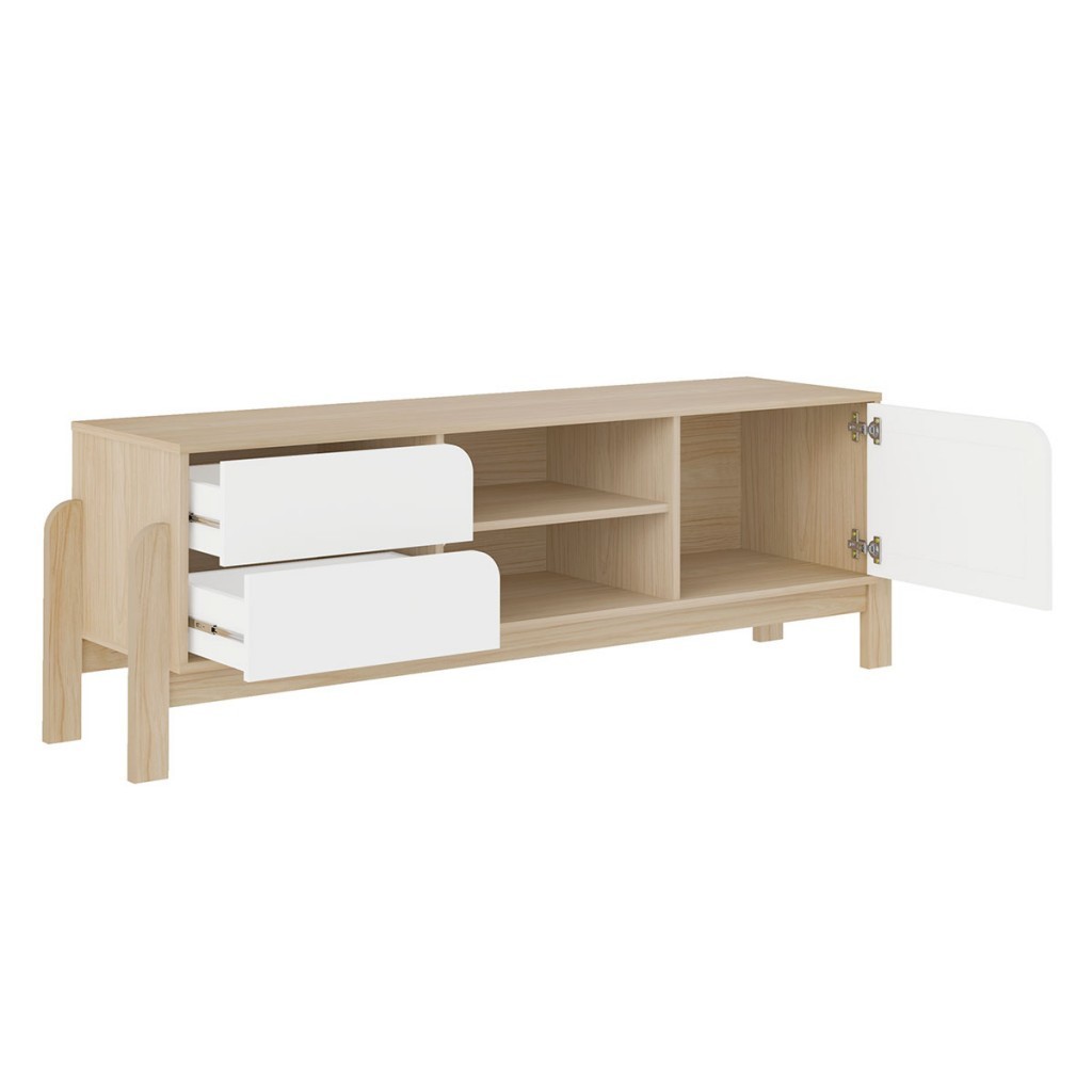 Detalhes do Rack para TV Até 65 Polegadas Trend 1 Porta 2 Gavetas Naturale/Branco - Artely