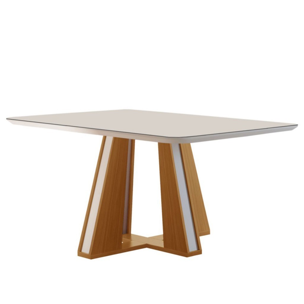 Mesa de Madeira Madri 135x90cm com Vidro em Oferta na Shopee