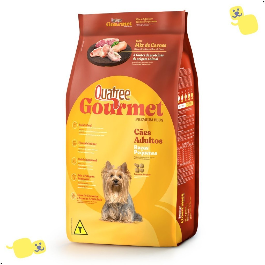 Ração para Cachorro Porte Pequeno Ração Quatree Raças Pequenas Ração Quatree Gourmet Carnes 10,1Kg