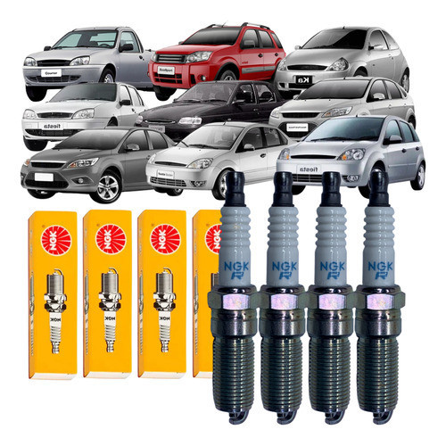 Jogo 4 Vela Original Ngk Fiesta Courier Ecosport Focus Ka 1.6 8v Zetec em Oferta na Shopee
