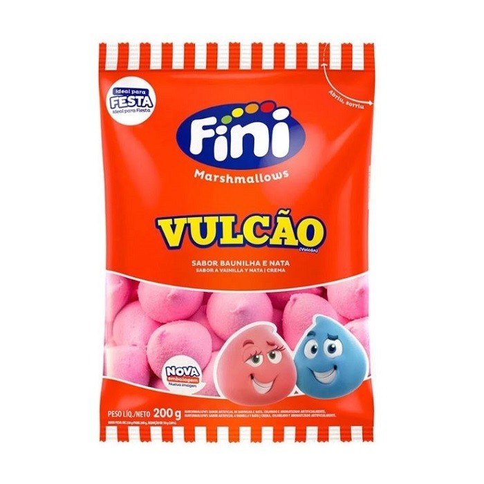 Marshmallow Vulcão Rosa pacote com 200g - Fini