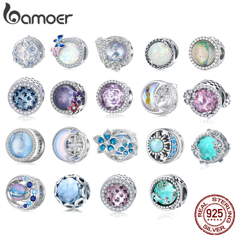 Bamoer 925 Sterling Silver Charms Round Beads De Prata Encantadoras Pingente SCC1576 em Oferta na Shopee