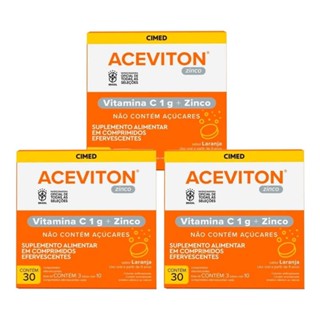 Kit 3 unidades Aceviton Zinco c/ 30 Cpr Efervecente em Oferta na Shopee