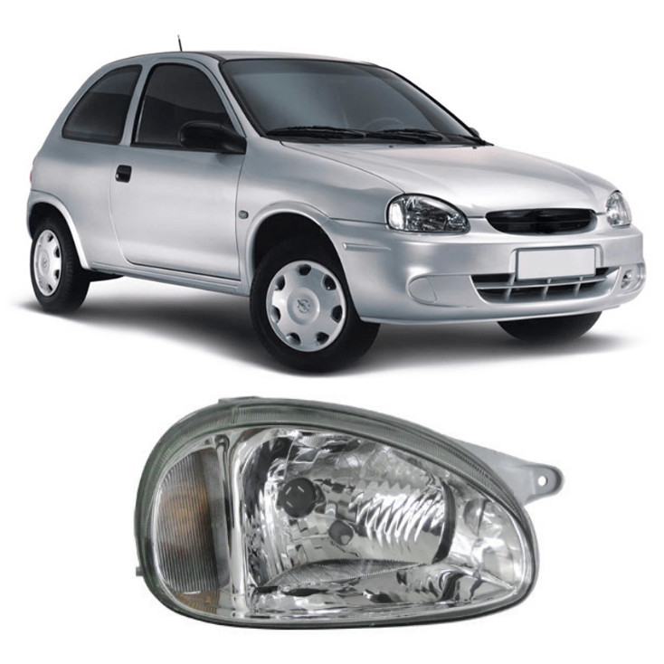 Farol Corsa Corsa Classic Corsa Pick Up Mascara Cromada Carcaca Cinza Lado Direito