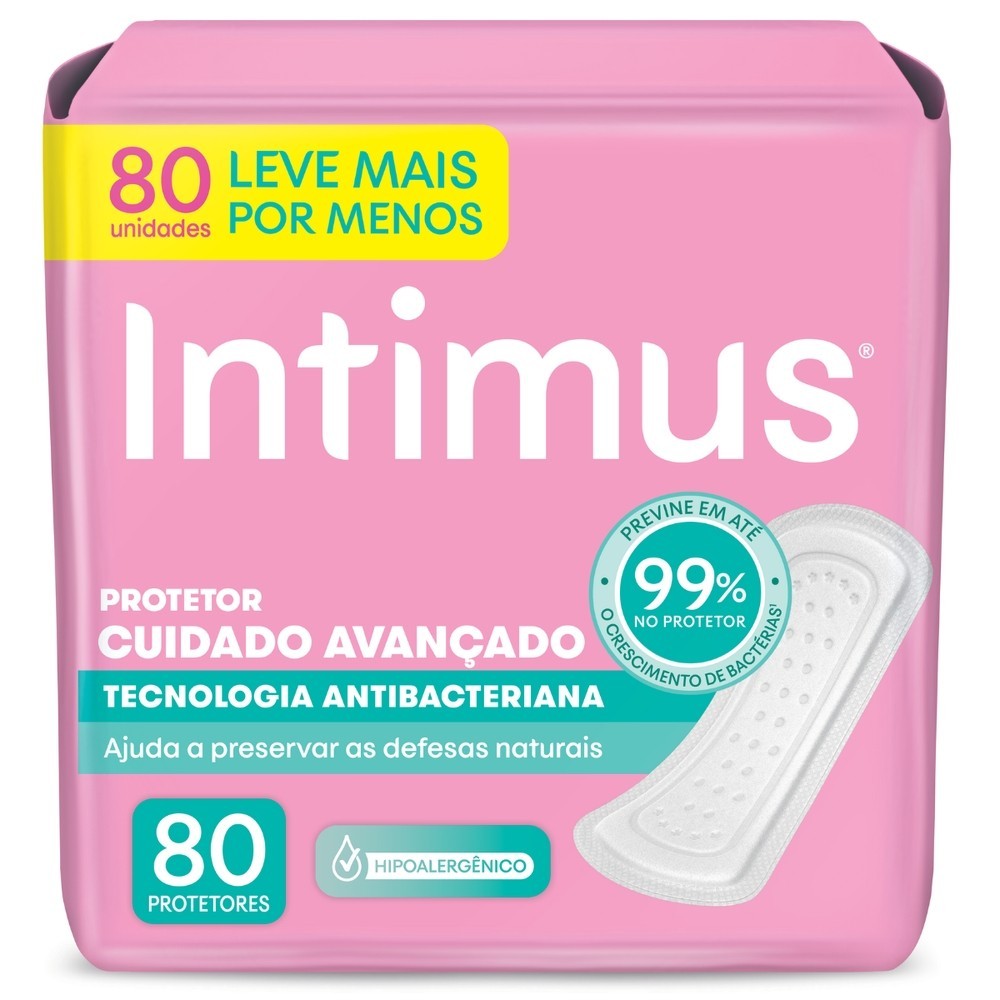 Protetor Díário Intimus® Tecnologia Antibacteriana 80 Un em Oferta na Shopee