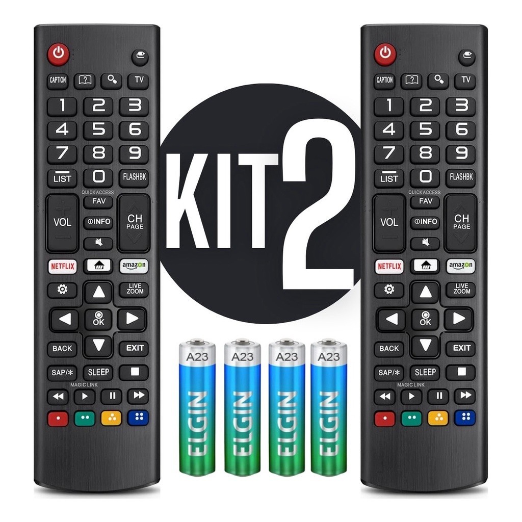 Kit 2un Controle Remoto Compatível  Tv Smart Universal Neteflix e Amazon Tv LG 4k AKB 8035