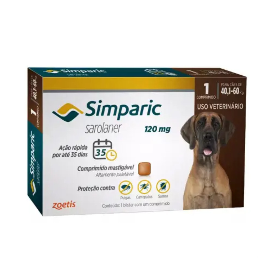 Simparic 120 Mg Antipulgas 40 A 60kg Cx 1 Comprimidos 120mg