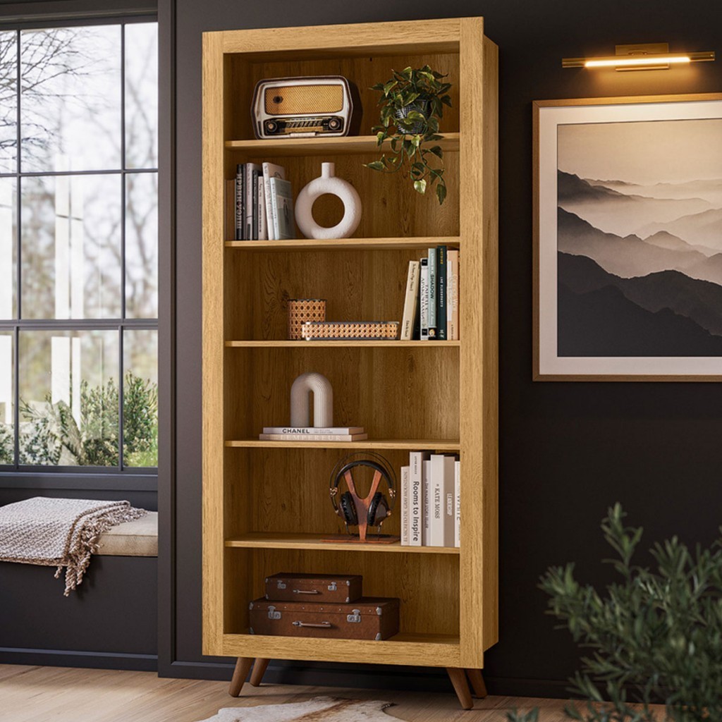 Estante para Livros 6 Prateleiras Freijó - Qmovi - Home & Living