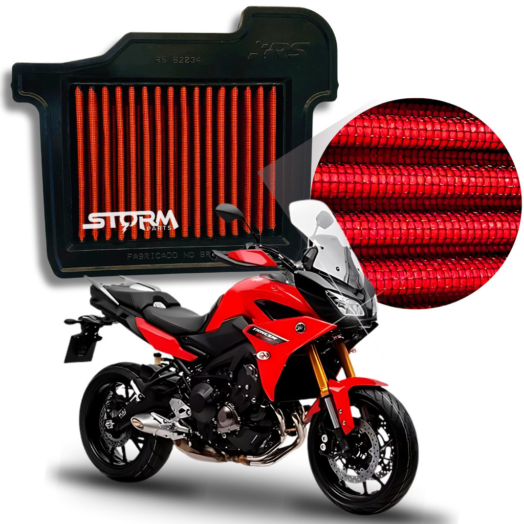 Filtro de Ar Esportivo Moto Yamaha MT-09 900 Cilindradas Tracer ano 2020 a 2023 Lavável