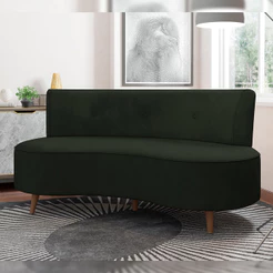 Sofá Chaise Living 2 Lugares 160cm para Sala Istambul K01 Veludo Verde - Lyam Decor