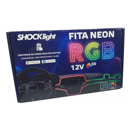 Fita Led Neon RGB 5 Canhões para Painel de Carro com App
