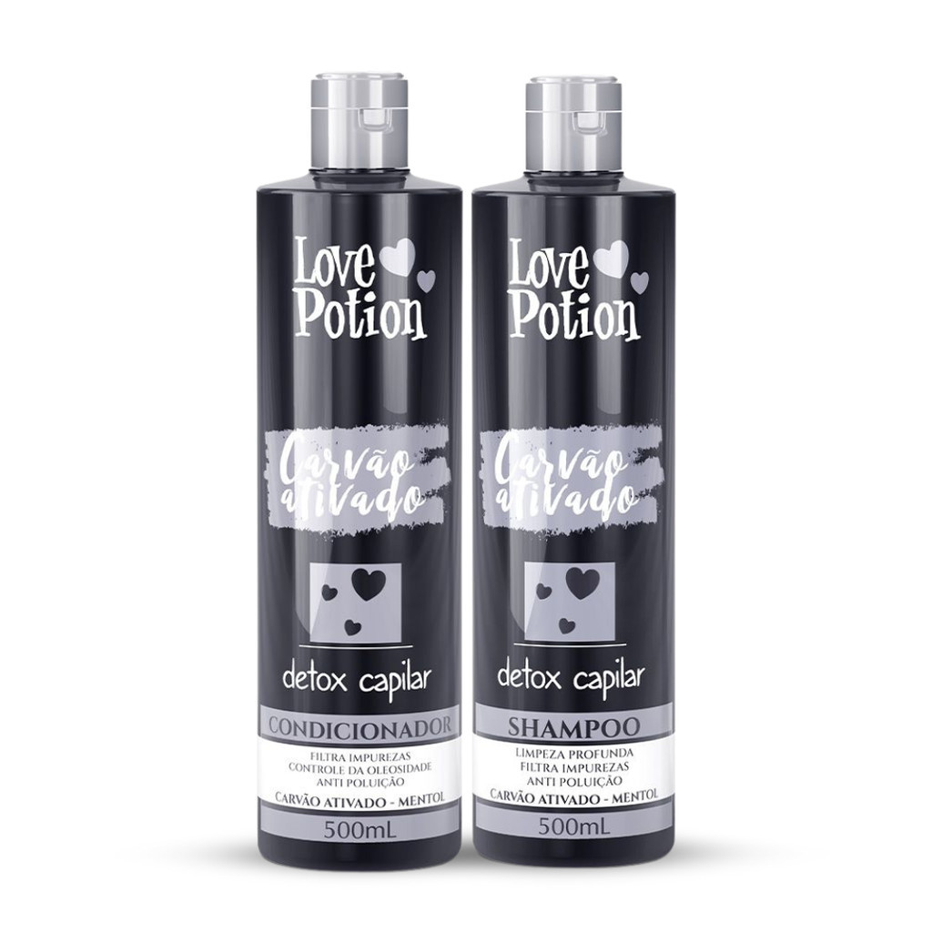 Home Care Carvão Ativado Detox Capilar - Shampoo e Condicionador 500ml - Love Potion