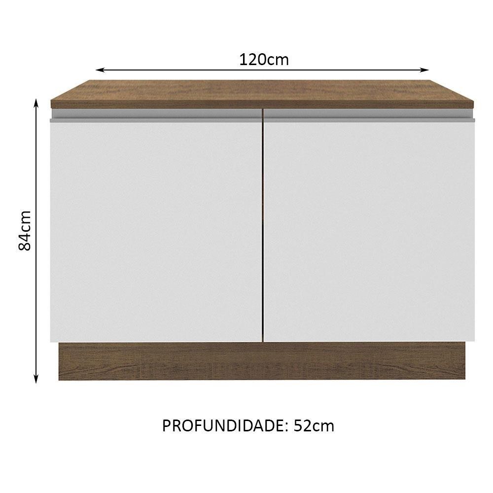 Detalhes do Balcão de Pia Armário de Cozinha 120 cm 2 Portas (Com Tampo) Rustic/Branco Glamy Madesa