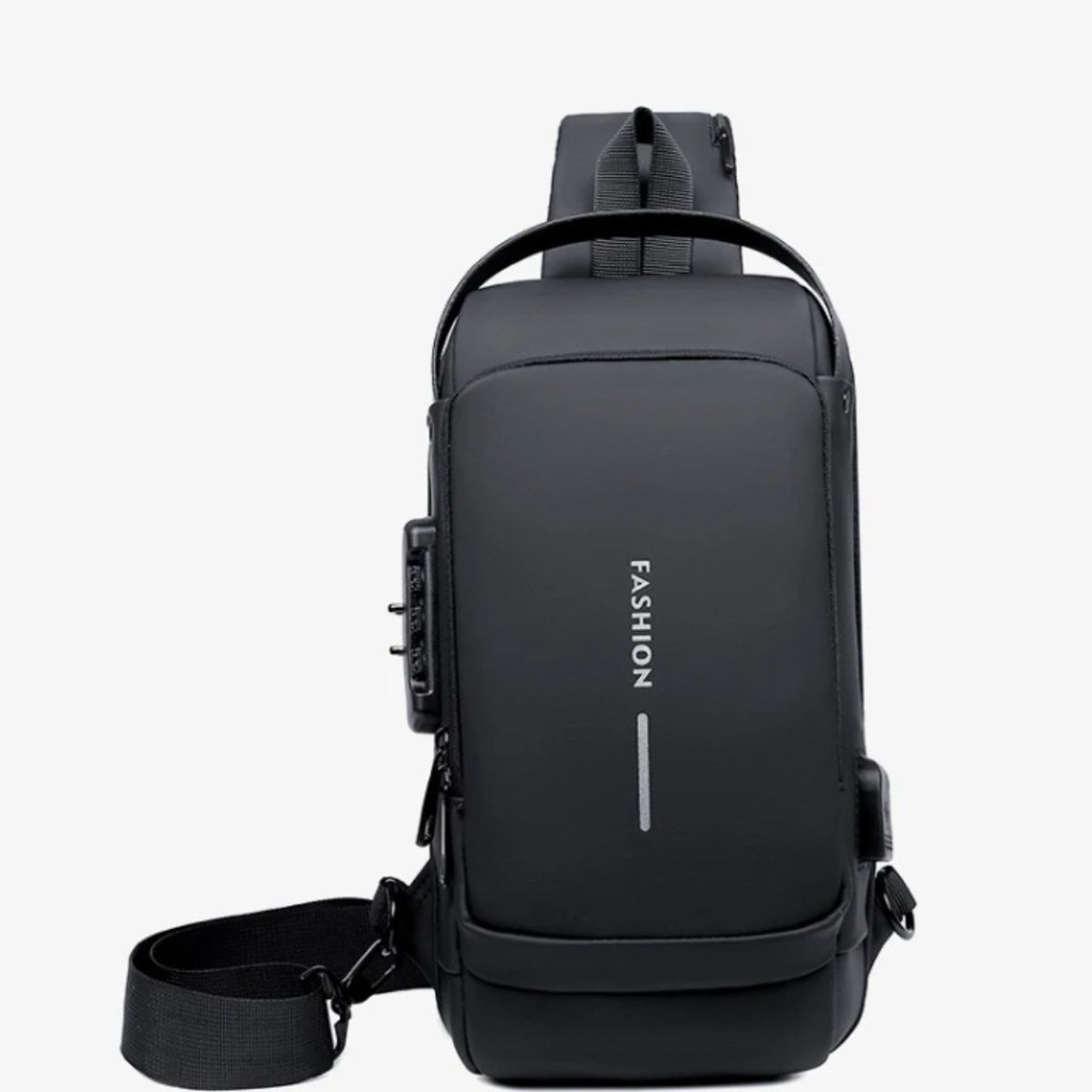 Mochila de Ombro Transversal Compacta Unilateral USB Trava de Código Á prova d'água  MING em Oferta na Shopee