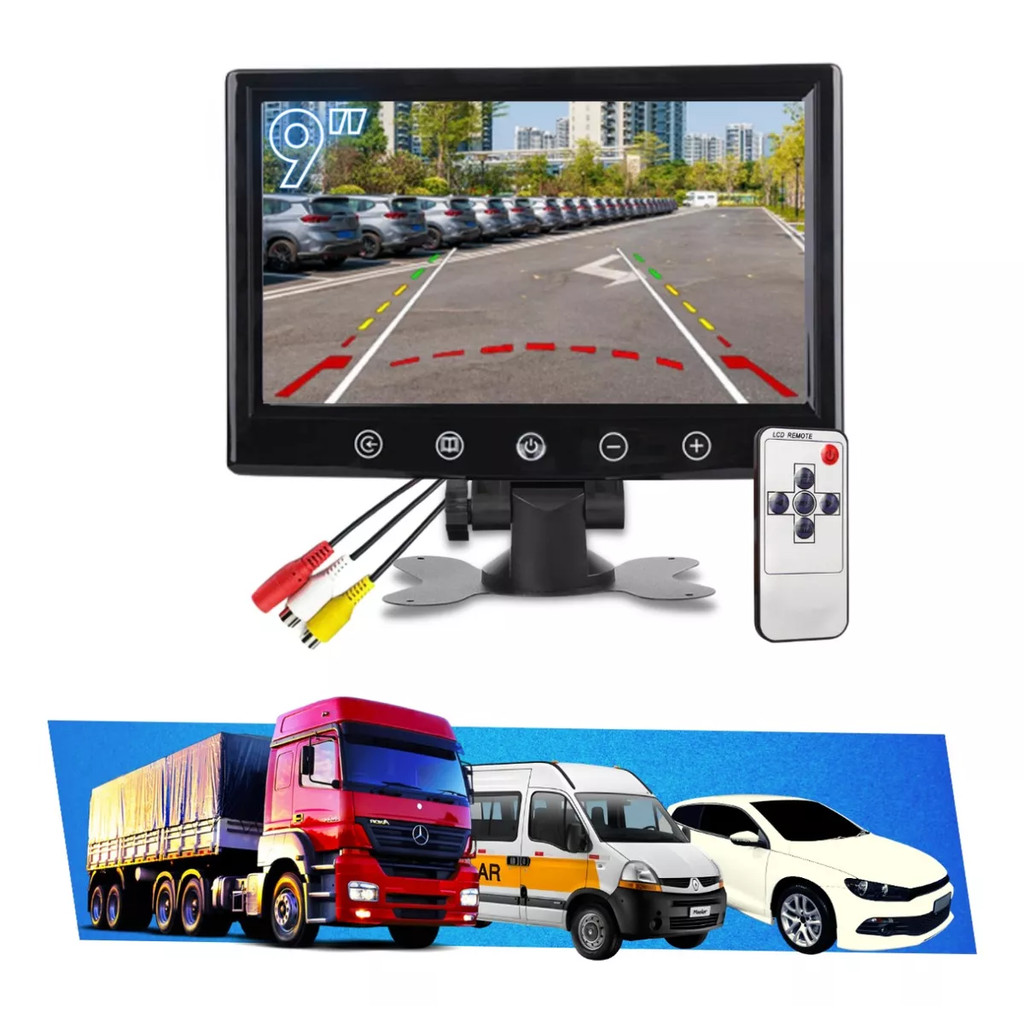 Monitor 9 Polegadas Touch Com Controle Lcd P/ Câmera De Ré