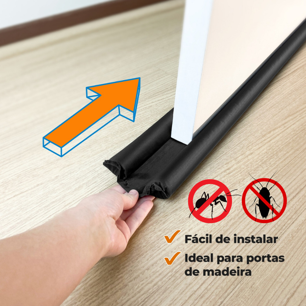 Protetor Veda Porta Rolinho Protetor Insetos Poeira 80cm