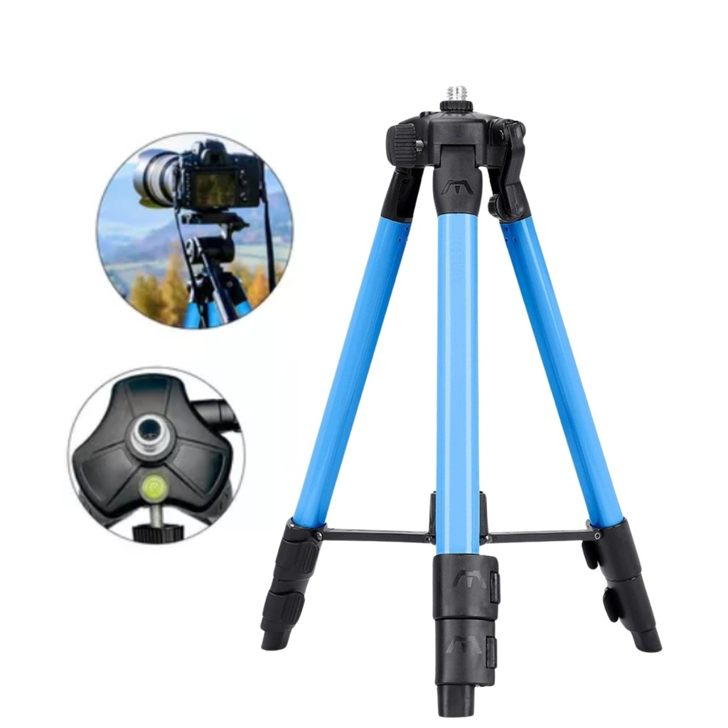 Tripé Profissional Regulável Nível Rosca 5/8 Adaptador P/1/4 Ajustavel Exbom Retrátil