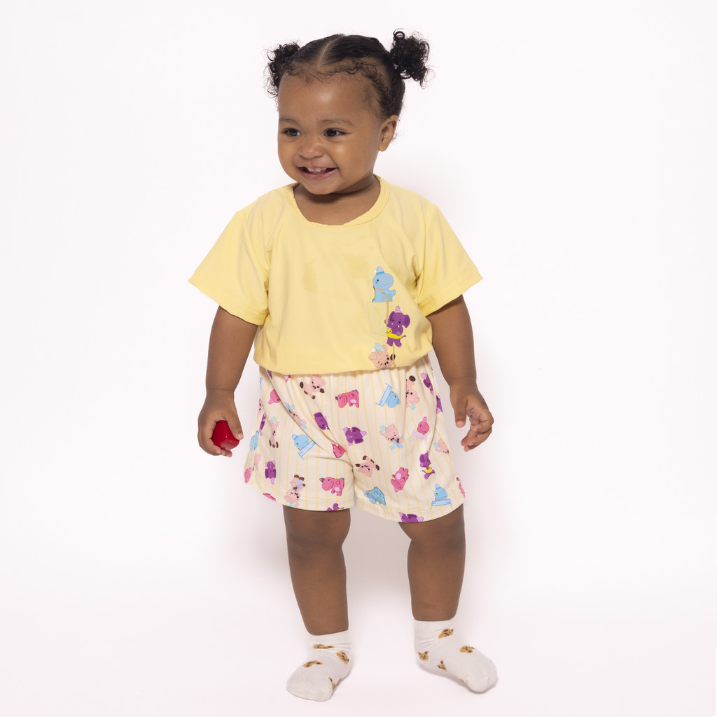 Pijama Amarelo Personagens TurmaTube Baby (0 a 9 meses) - Conforto e Magia para Bebês | TurmaTube - Baby & Kids Fashion