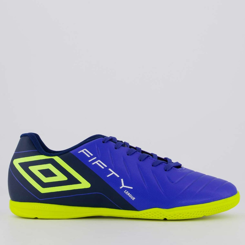 Chuteira Umbro Fifyt VI League Futsal Azul e Verde em Oferta na Shopee