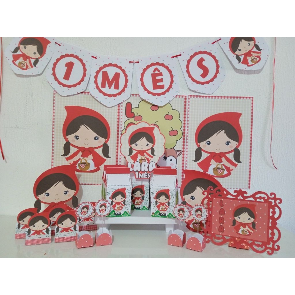 Kit Mesversário chapeuzinho Vermelho Personalizado Só Bolinho  Aniversário Decoração
