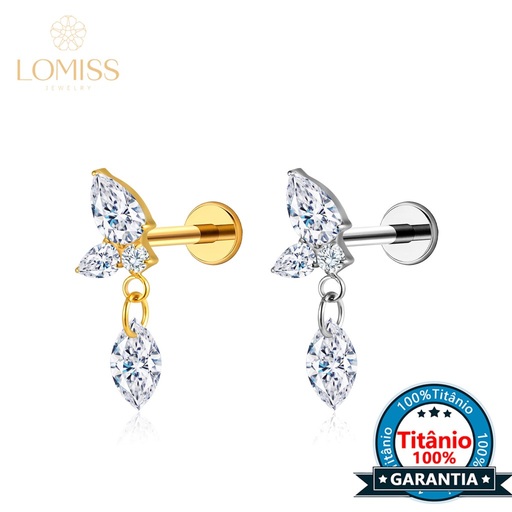 Piercing Labret Titânio Helix Tragus Conch Nariz Zircónia Cravejada Com Pingente em Oferta na Shopee