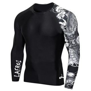 Maiô De Manga Comprida Masculino Rush Guard Fit Compressão Rash Roupas Esportivas De Ginástica Fitness em Oferta na Shopee