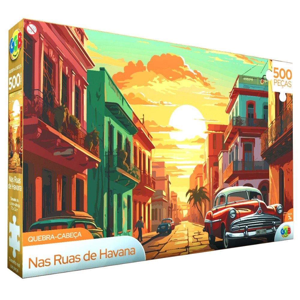 QUEBRA CABEÇA NAS RUAS DE HAVANA 500 PEÇAS GGB BRINQUEDOS PUZZLE PAISAGEM PONTOS TURÍSTICOS CARROS em Oferta na Shopee