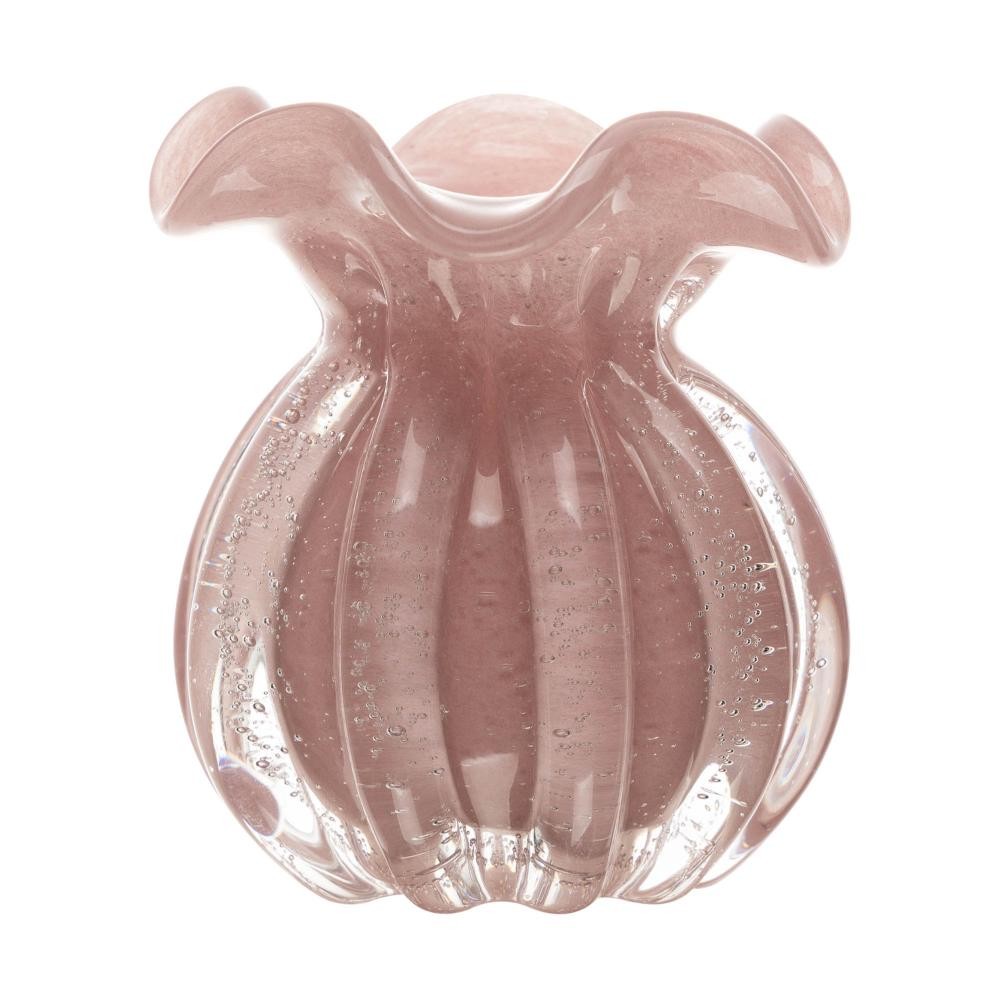 Vaso Wolff Italy Vidro Rosa Leitoso 10x11cm Decoração Moderna