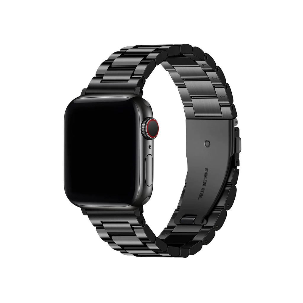 Pulseira de Metal Aço Inoxidável Preta Gshield para Apple Watch 42 44 45 46 49 mm com Fecho Dobrável - Mobile & Gadgets