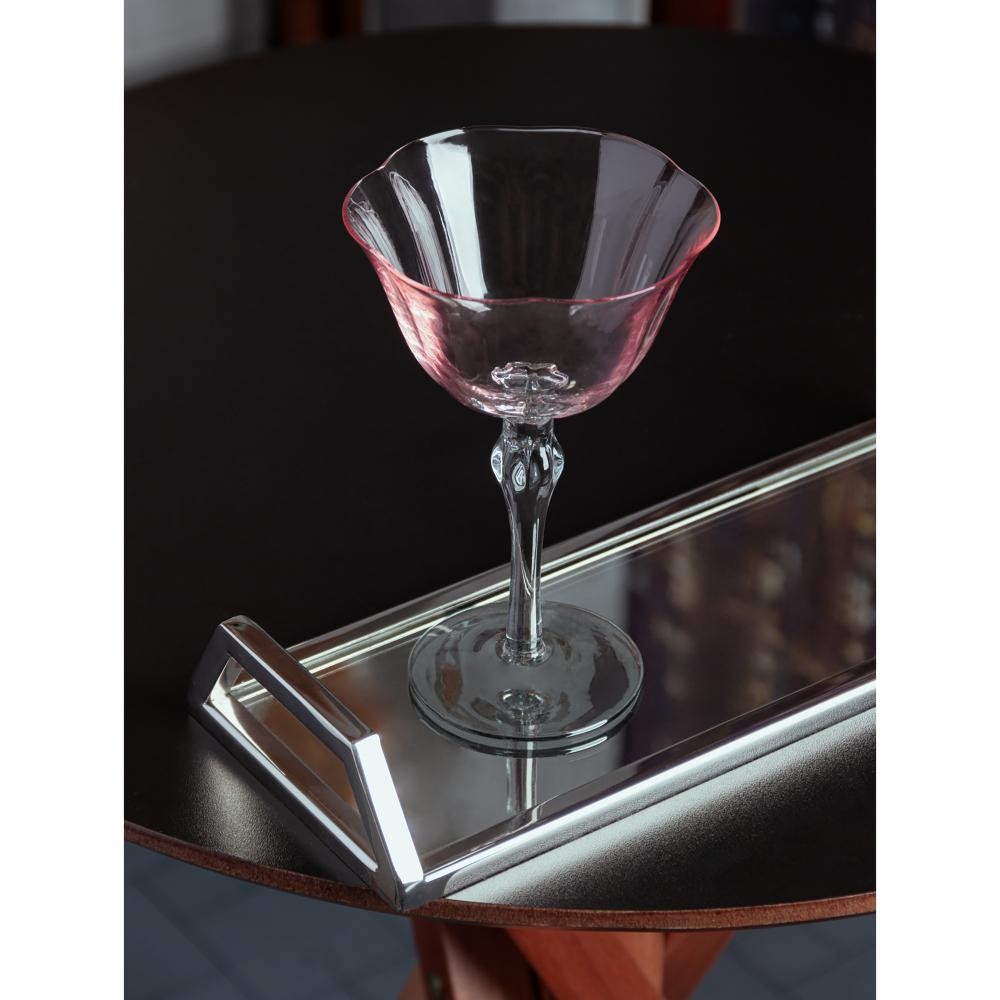 2 Taças para Vinho Lily 300ml Rosa e Cinza Vidro