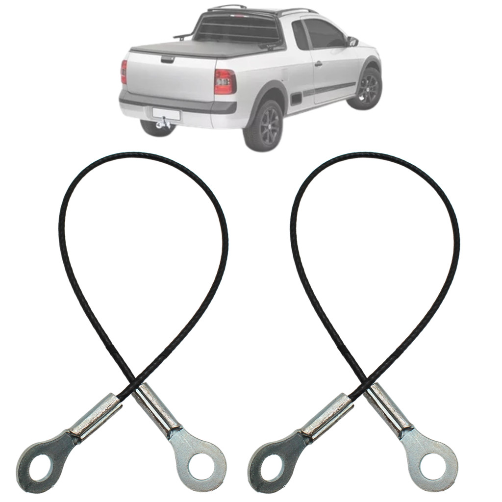 Kit 2 Cabo De Aço Tampa Traseira Saveiro G5 2010 Até 2018 2019 2020