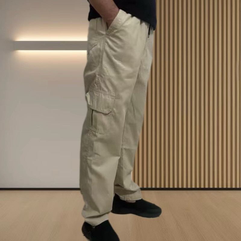 Calça cargo unissex de sarja com 6 bolsos