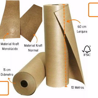 Papel para Embalagens, Proteção, Presentes, Moldes em Kraft Pardo 80g 60cm x 10 Metros em Oferta na Shopee