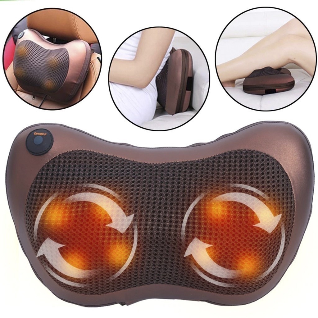 Massageador 8 Bolas Shiatsu Lombar Pescoço Veicular e Casa Almofada Lombar Pescoço Pés em Oferta na Shopee