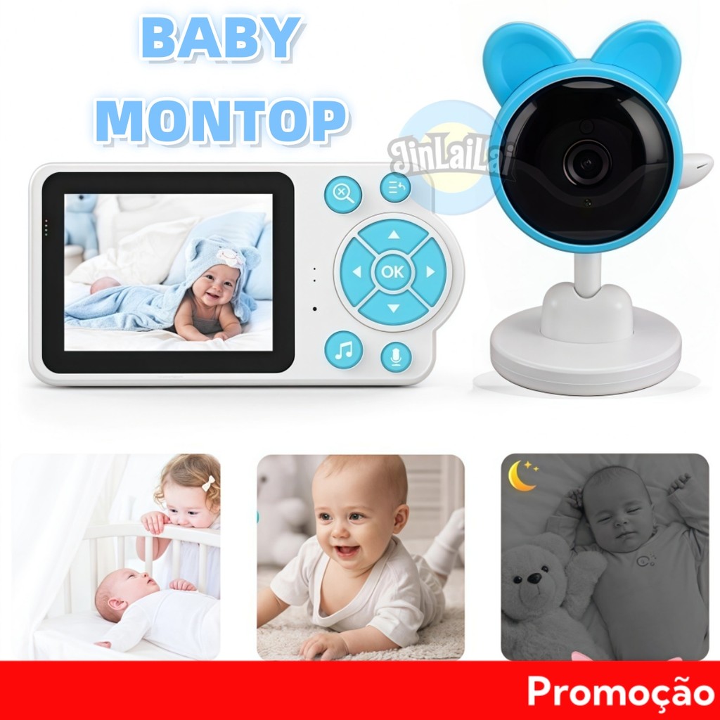 Monitor de Bebê com Vídeo HD Sensor de Temperatura e Visão Noturna Infravermelha