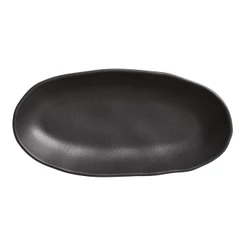 Conjunto com 4 Travessas Oval Funda Grande Orgânico Preto Matte 32x16cm 650ml