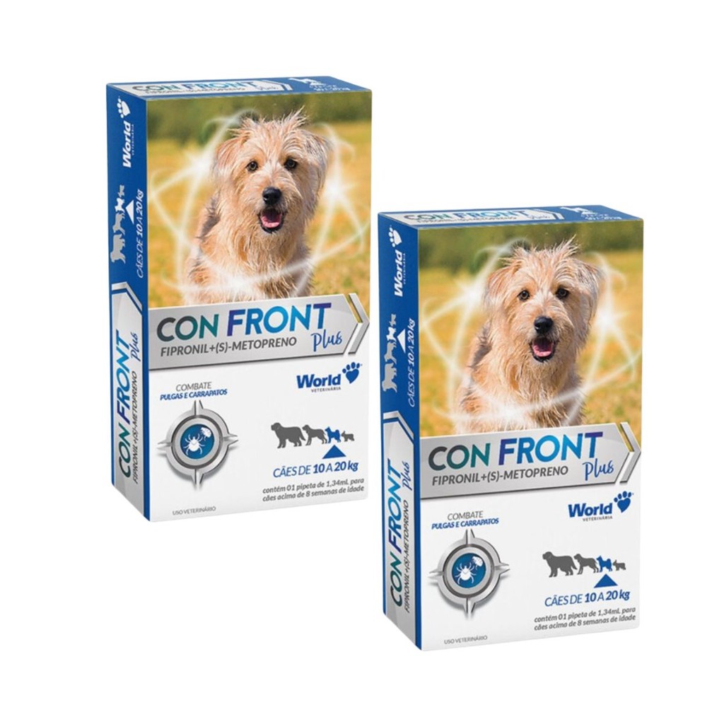 02 Pipeta Confront Plus Antipulgas Cães 10 a 20kg Fipronil