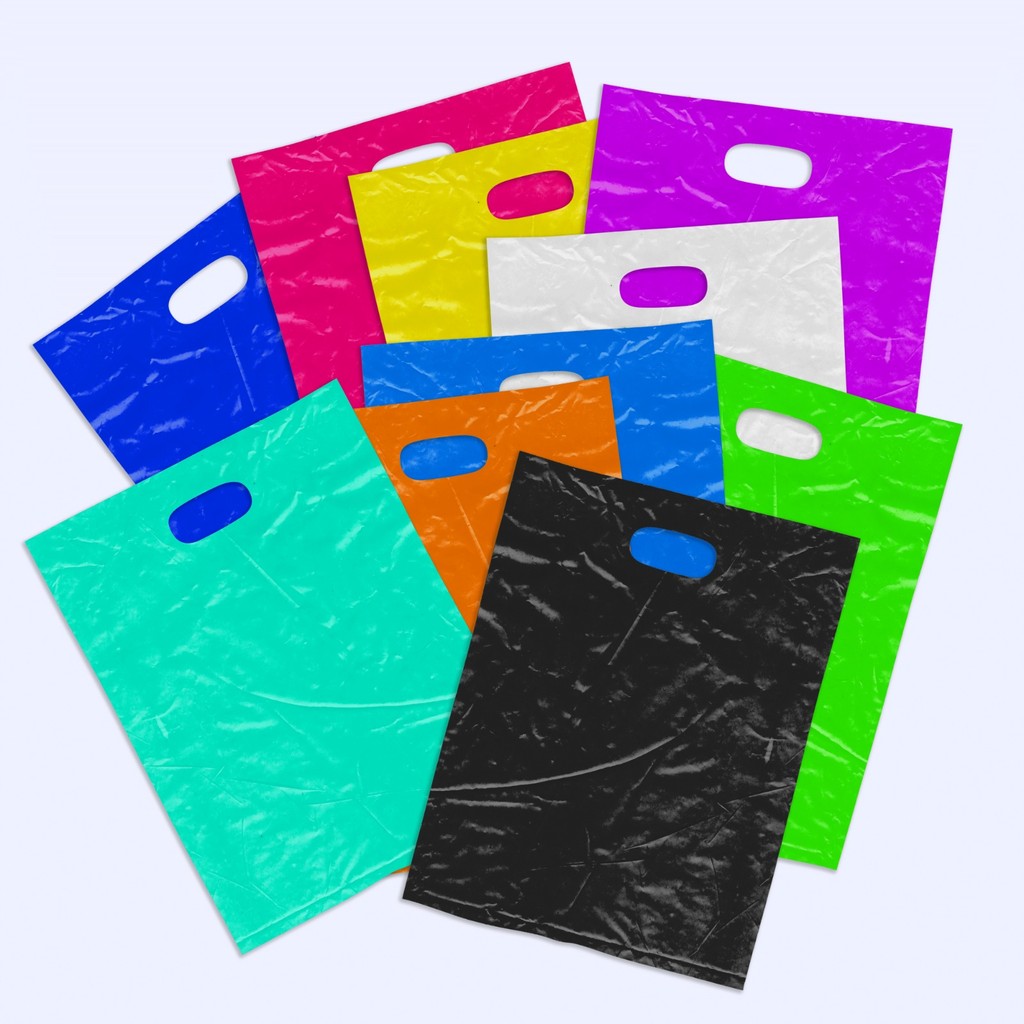 Kit 100 Sacolas Plásticas 15x20 Boca de Palhaço Alça Vazada