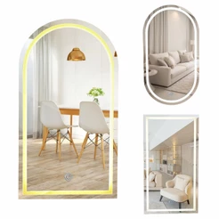 Espelho Jateado 1,10X60cm 3 TONS DE LED Botão TOUCH SCREEN com FONTE SLIN Decoração, Camarim, Lavabo