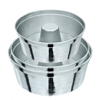 Kit 3 Formas de Bolo Nº 18, 20 e 22 Pudim Tubo/Cone Aluminio