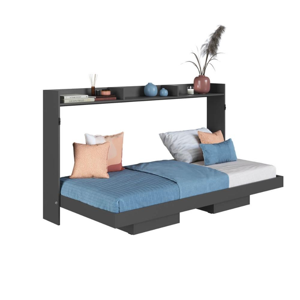 Cama Articulada Solteiro Horizontal com 2 Nichos 1 Prateleira CH1080 80cm Grafite - Art In Móveis em Oferta na Shopee