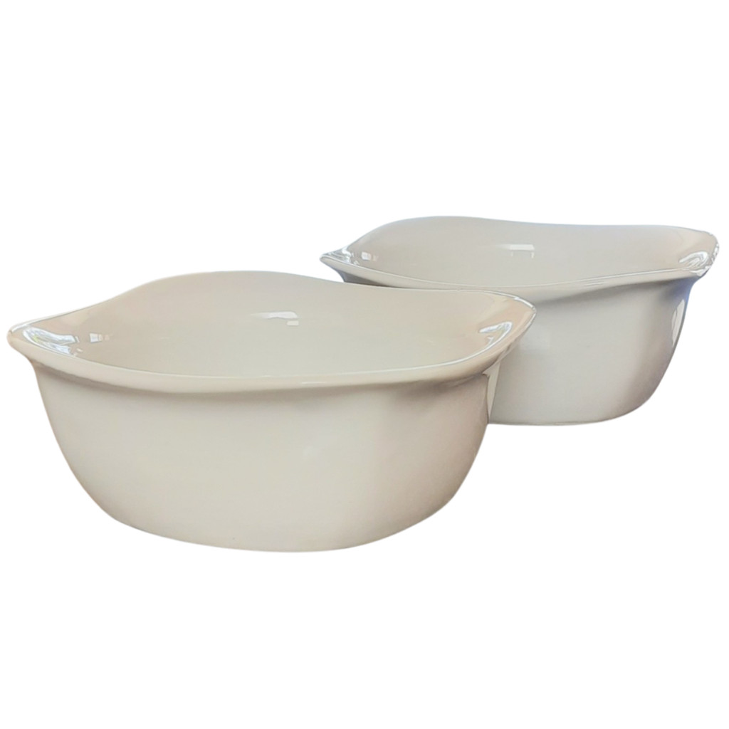 Kit 2 Tigelas Molhadeiras Quadrada 213ml - Porcelana Branca