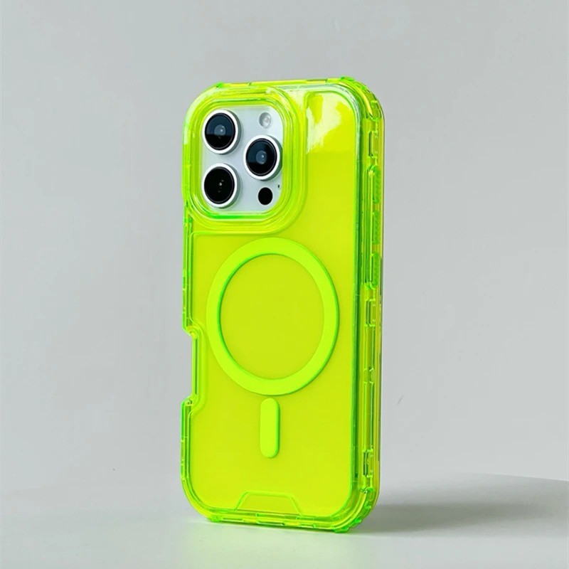 Capa De Telefone Magnética À Prova De Choque De Cor Neon Para iPhone 16 16pro Max 14 15 Pro 13 11 12 15 Plus Armadura Tr